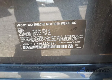 2020 BMW 330I xDrive z USA, uszkodzony, nr VIN 3MW5R7J08L8B04875